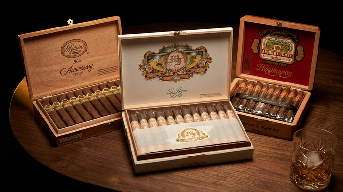 Padron 1964 Anniversary, My Father Le Bijou 1922 and Arturo Fuente Hemingway boxes