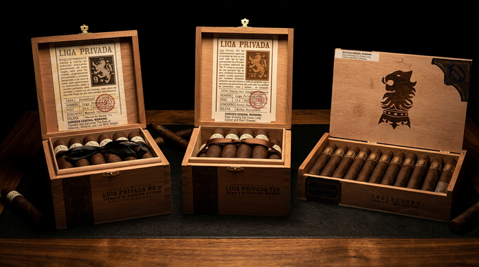 Liga Privada No. 9, Liga Privada T52 and Undercrown Maduro boxes