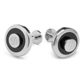 St Dupont Round Suit Silver And Black Cufflinks