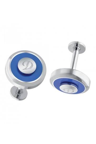 St Dupont Round Suit Silver And Blue Cufflinks
