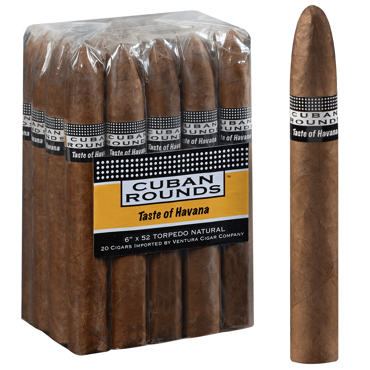 Cuban Rounds Torpedo Natural 20ct