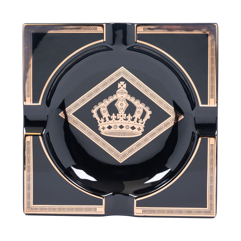 J.C Newman Dimond Crown Black/Gold Ashtray