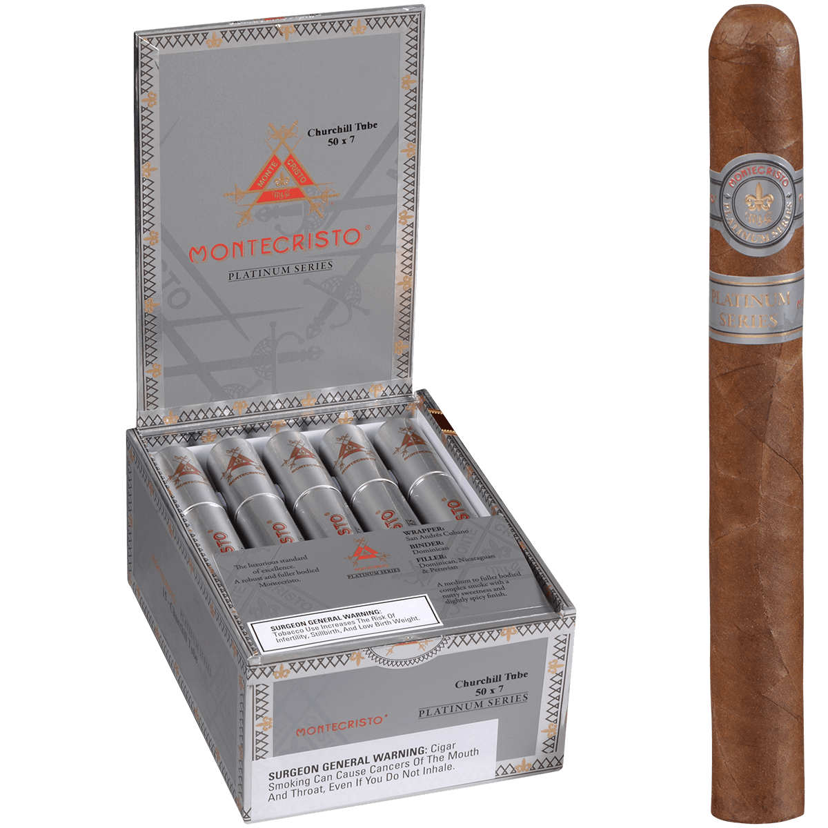 Montecristo Platinum Churchill Tube 15ct
