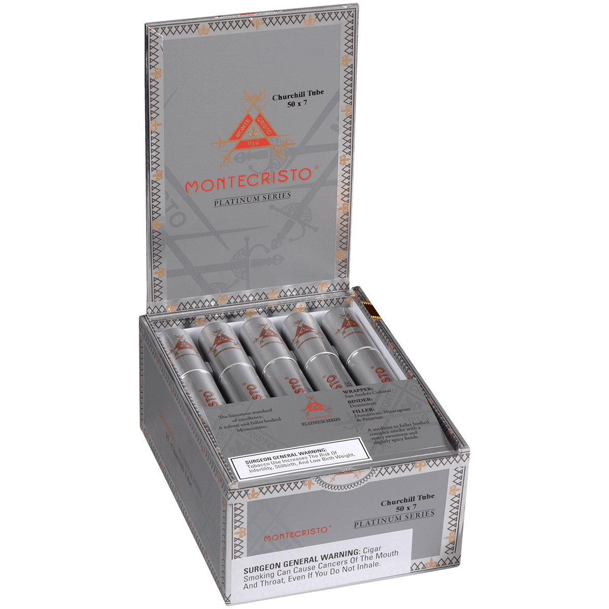 Montecristo Platinum Churchill Tube 15ct 4