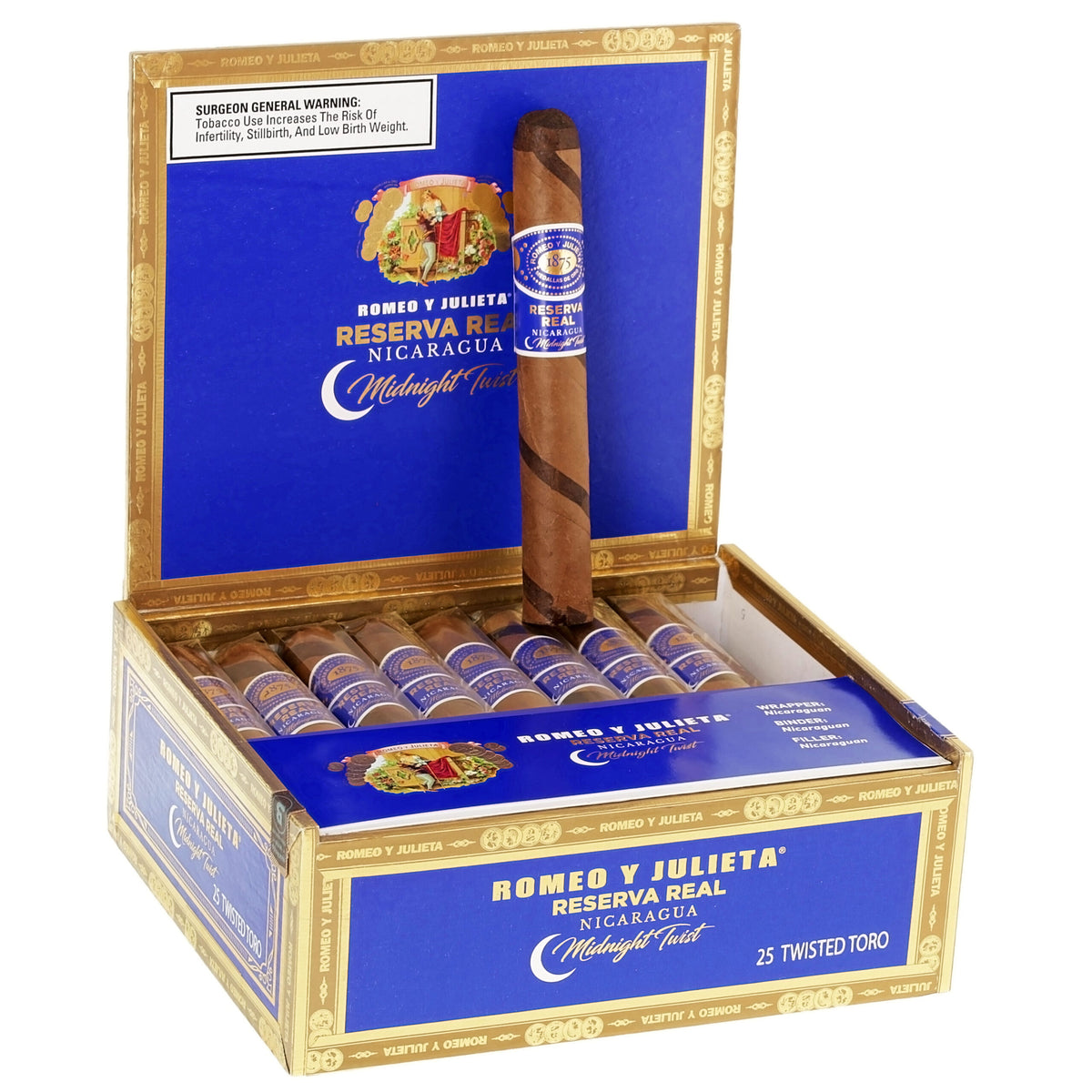 Romeo Y Julieta Reserva Real Nicaragua Midnight Twisted Toro 25ct