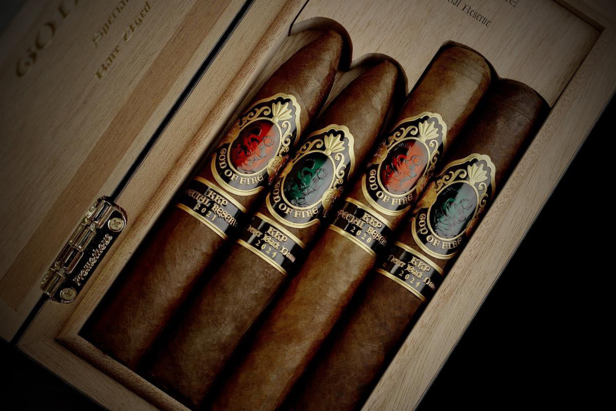 God of Fire KKP SR 4-Cigar Macassar Humidor