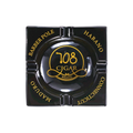 708 Large Square Ashtray Gold & Black 1ct