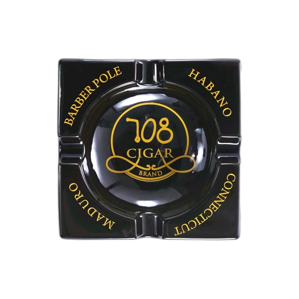 708 Large Square Ashtray Gold & Black 1ct