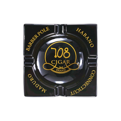 708 Large Square Ashtray Gold & Black 1ct