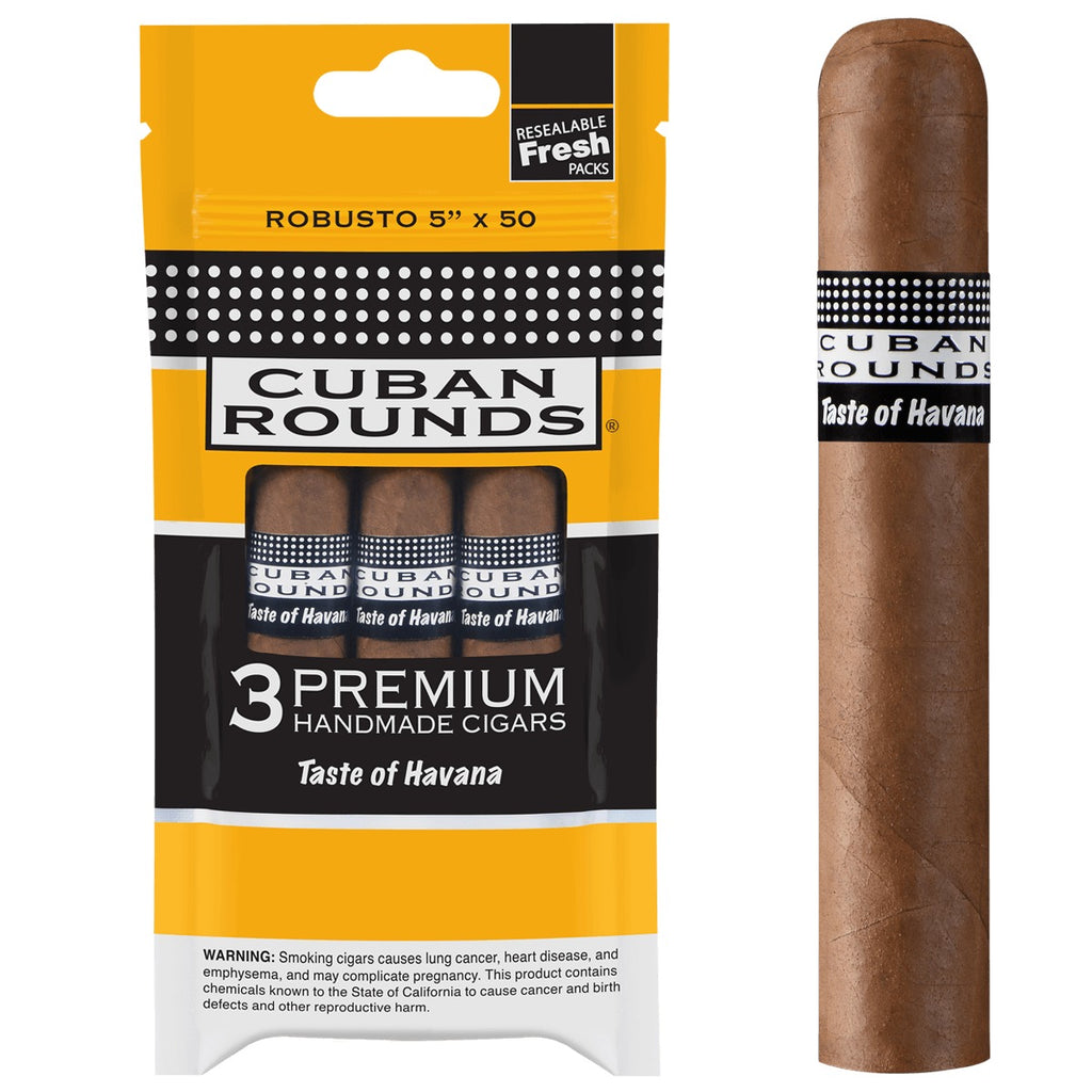 Cuban Rounds Fresh Pack Robusto Natural Pack of 3