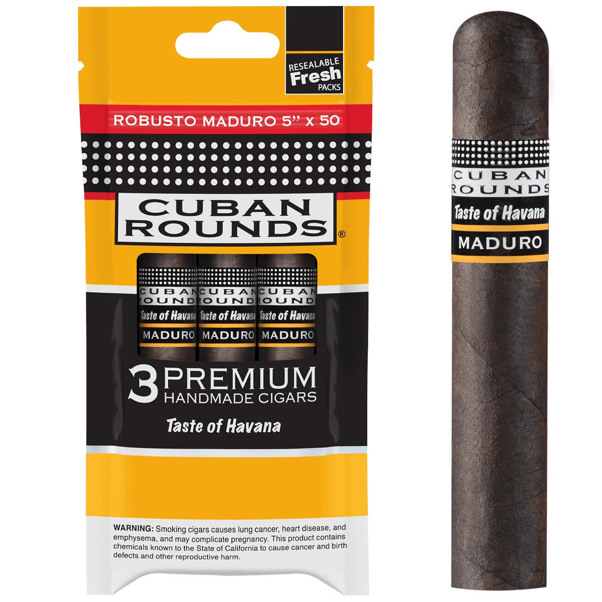Cuban Rounds Fresh Pack Robusto Maduro Pack of 3